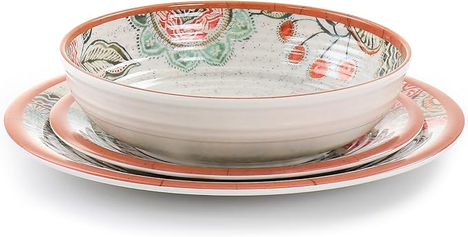 Elama Ester Melamine Dinnerware Set Multicolored 12 Piece Set (935115832M)