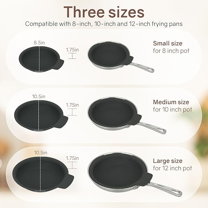 Silicone Pan Protectors (Include 81012) Set Of 3Frying Pans Protectors For Stacking Non Stick And Protecting Your fry pan Compatible with Hexclad Cookware Set Tfal Nonstick Frying Pans &ampMo