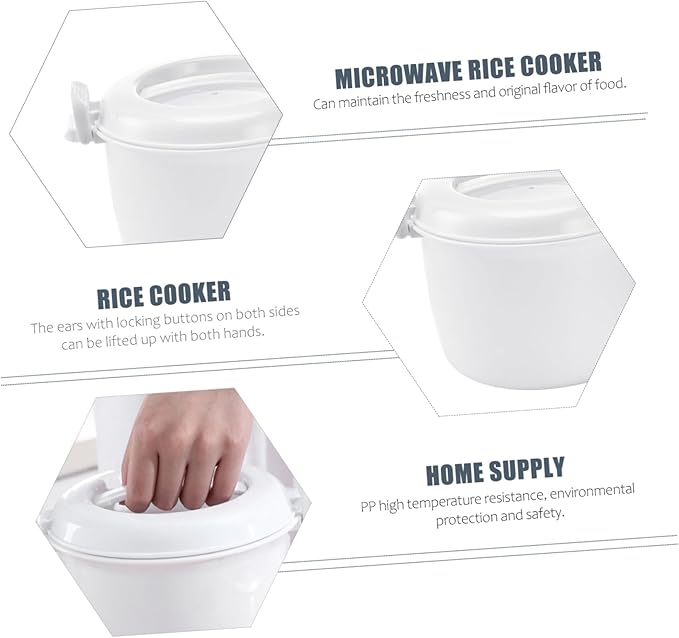 ABOOFAN 2pcs Microwave Rice Cooker Multi-purpose Food Container for Portable and Convenient Rice of Food-grade for Safe Use for Prep