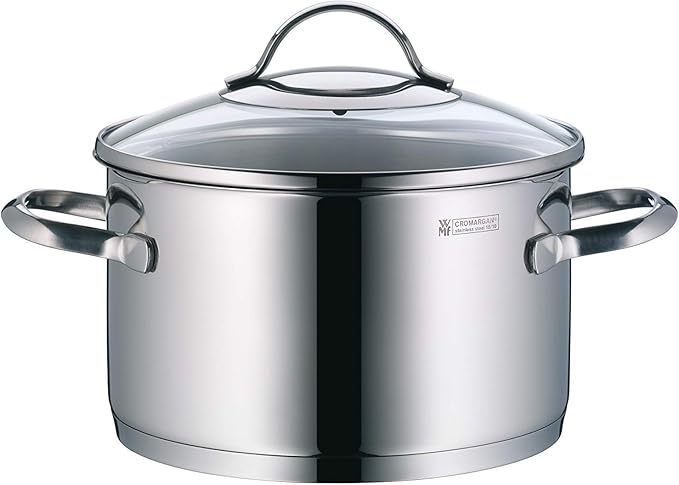 WMF Pot Set 4-Piece Provence Plus Pouring Rim Glass Lid Cromargan Stainless Steel Polished Suitable for Induction Hobs Dishwasher-Safe