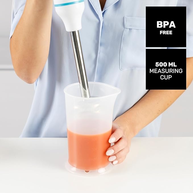 Taurus – 1000 Plus Stainless Steel Hand Blender Electric Mixer Blender 2 Speeds + Turbo Stainless Steel Blades Splash Proof Bell Ergonomic BPA-Free | Dishwasher Safe | With Accessories
