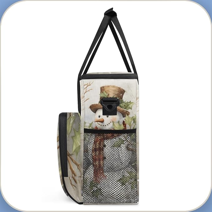 Christmas Snowman Coffee Maker Carrying Bag Retro Snowman Travel Storage Bag Compatible with K-Mini or K-Mini Plus Single Serve Coffee Brewer Carrying Case with Multiple Pockets &amp Shoulder Strap