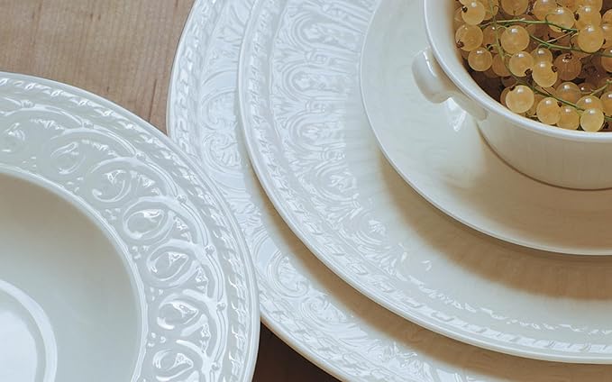 Villeroy &amp Boch Cellini Collection 24-Piece Dinnerware Set Premium Porcelain Made in Germany Dinner Plate Salad/Breakfast Plate Bowl Mug White