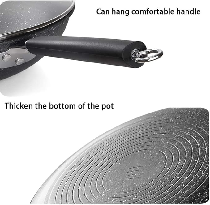 3-Piece SetSaucepans SetsNon-Stick Pan with Tempered Glass Lid Comfortable HandleSuitable for Gas and Induction CookerEasy to Clean Wok Non Stick