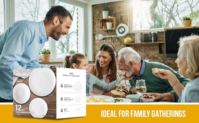 Premium Ceramic Dinnerware Sets. Plates and Bowls Sets. Dish Set. Dishes Set for 4. Platos De Cocina Dishwasher Safe White