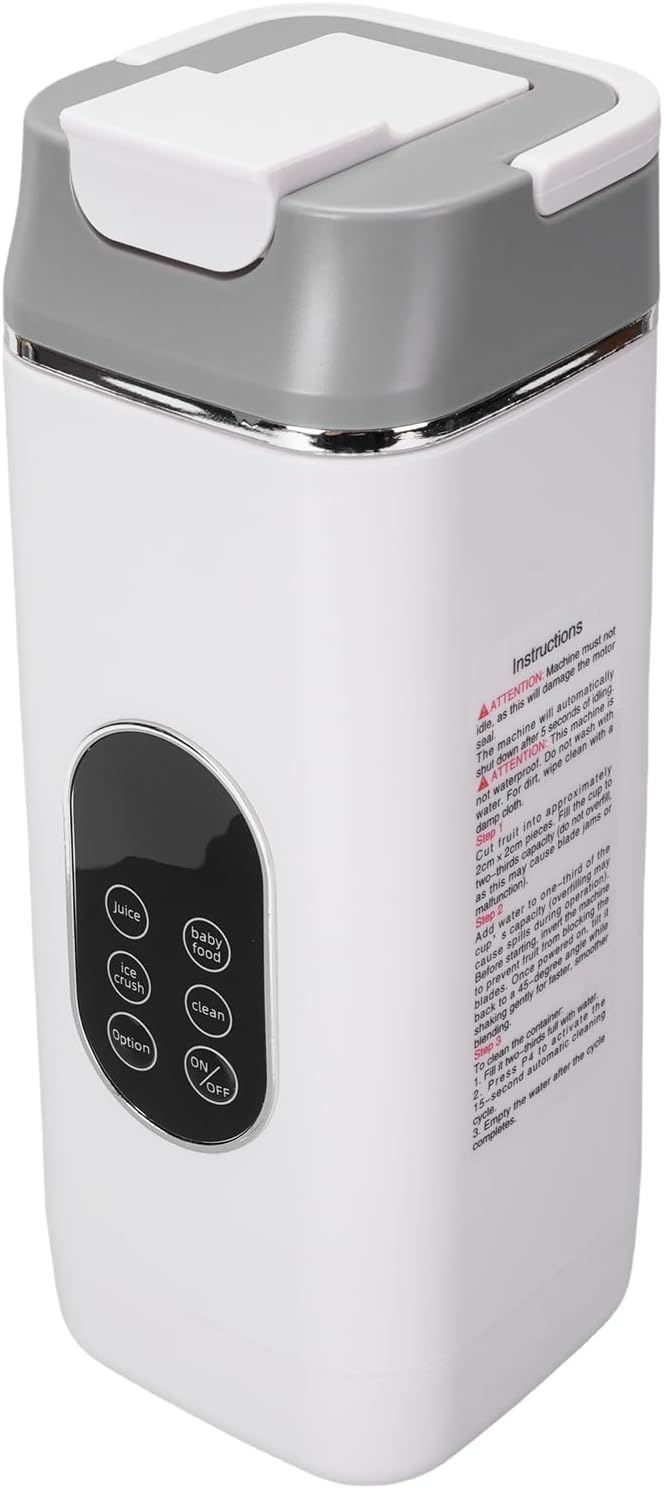 Portable Blender 12 Vane/Wing System Digital Display USB Rechargeable Personal Blender with 420ML Cup for Travel Outdoor Sports (White)