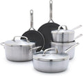 GreenPan GP5 Stainless Steel 5-Ply Healthy Ceramic Nonstick 13 Piece Cookware Pots &amp Pans Set Frying Pans Sauté Saucepans Stock Pot Scratch Resistant InductionDishwasher &amp Oven Safe PF