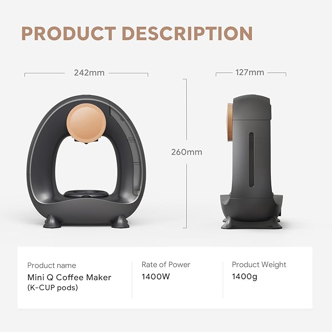 Single-Serve Coffee Maker 2 in 1 One Cup Coffee Machine Compatible with K-Cup Pod &amp Coffee Grounds/Tea with One Button OperationFast Brew in 1 minuteCompact For Home Office RV and Dorm (Black