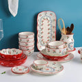 Japanese Style 20 Piece Dinnerware Set Cute Cherry Decal Porcelain Serves 6 Plate Set