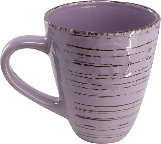 16-Piece Stoneware Dinnerware Set – Ocean Bloom Sea Glass Mica Calcite Jasper &amp Deep Ocean – Microwave Safe Dishwasher Safe Service for 4 with Reactive Glaze Finish (Purple)