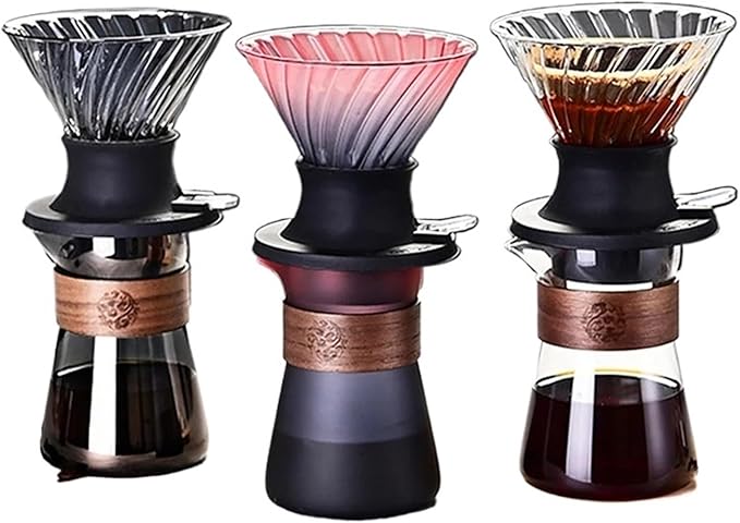 Immersion Coffee Dripper Switch Pour Over Dripper Immersion Dripper Switch Coffee Maker Glass Coffee Filters V02 Set(BlackFilter Cup)