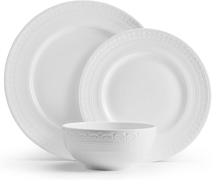 Mikasa Crown White Chip Resistant 18 Piece Dinnerware Set Service for 6