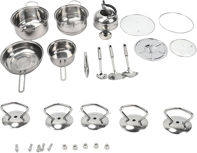 MAVIS LAVEN Stainless Steel Cookware Set Stainless Steel Pot Pan Set with Glass Lids for Gas Induction Cookers Pots Pans Cooking Kit (14Pcs)