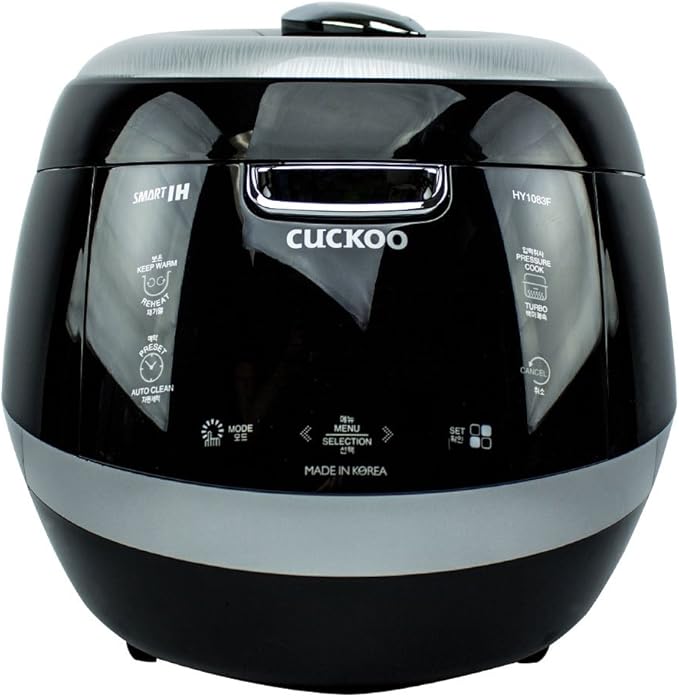 CUCKOO CRP-HY1083F | 10-Cup (Uncooked) Induction Heating Pressure Rice Cooker | 13 Menu Options Auto-Clean Voice Navigation Stainless Steel Inner Pot Made in Korea | Black