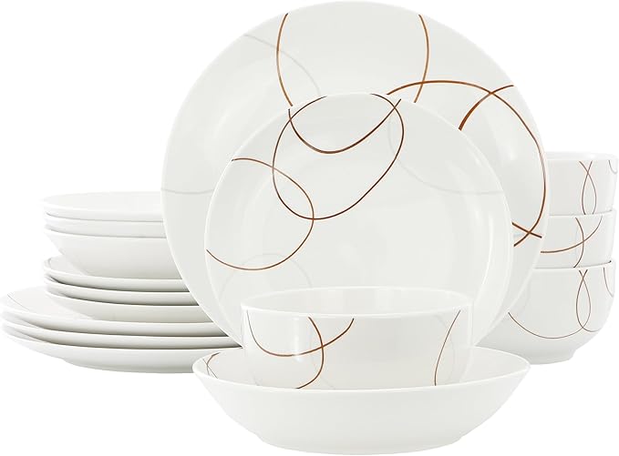 Elama Sydney 16 Piece Porcelain Double Bowl Dinnerware Set Service for 4