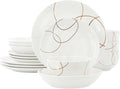 Elama Sydney 16 Piece Porcelain Double Bowl Dinnerware Set Service for 4