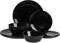 Dinnerware Sets for 4 LaGlint 12 Pieces Opal Glass Plates and Bowls Set Dishwasher and Microwave Safe Dish Dinning Ware Chip and Scratch Resistant Dishware Black