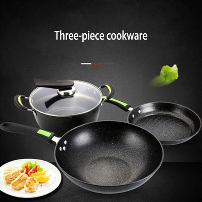 Cookware SetProfessional - 3Pc Saucepan Setwith Tempered Glass Cover Non-Scalding HandleSuitable for A Variety of Heat Sources Including Induction Cookers