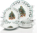 20-Piece Christmas Dinnerware Set – Festive Holiday Tree Trimming Design Ceramic Service for 4