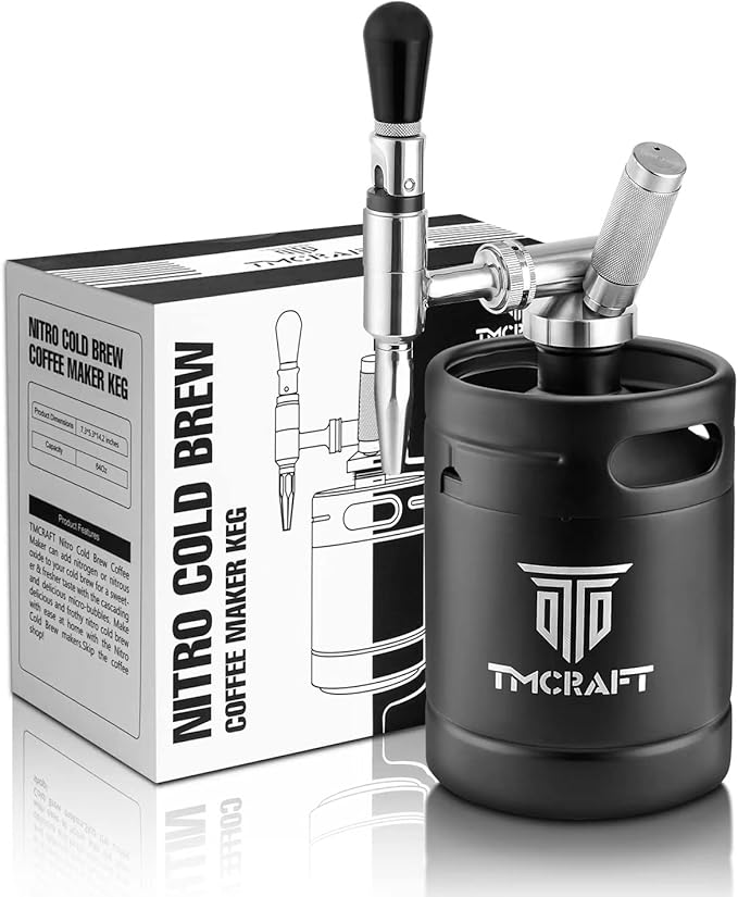 TMCRAFT 64oz Nitro Cold Brew Coffee Maker Home Brew Coffee Keg with Stainless Steel Stout Creamer Faucet &amp Pressure Relieving Valve
