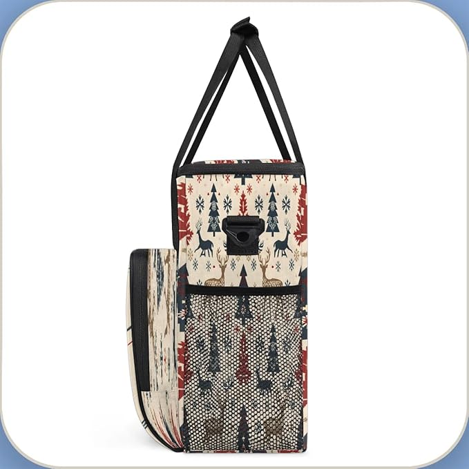 Christmas Deer Pine Coffee Maker Travel Bag for K-Mini or K-Mini Plus Single Serve Coffee Brewer Portable Storage Tote Case for Tarvel