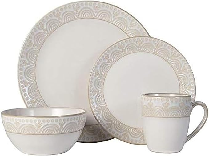 Pfaltzgraff Amelia Cream 16-Piece Dinnerware Set Service For 4