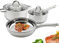 Cookware Set Stainless Steel Pots Composite Bottom Saucepan Saute Steak Pan Non Stick Fry Pan with Lids Kitchenware Set 5PCS