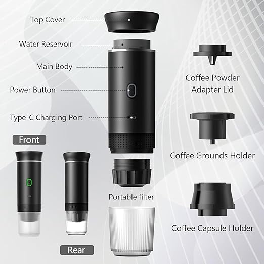 Aboiled Portable Espresso Coffee Machine - Travel Coffee Maker Camping Hiking &amp Outdoor Use