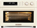 VAL CUCINA Retro Style Infrared Heating Air Fryer Toaster Oven Extra Large Countertop Convection Oven 10-in-1 Combo 6-Slice Toast Enamel Baking Pan Easy Clean with Recipe Book Almond Yellow Color