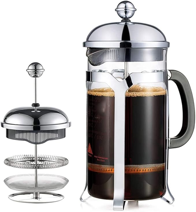 French Press Coffee Maker SystemHeat Resistant Thickened Borosilicate Glass Easy Clean