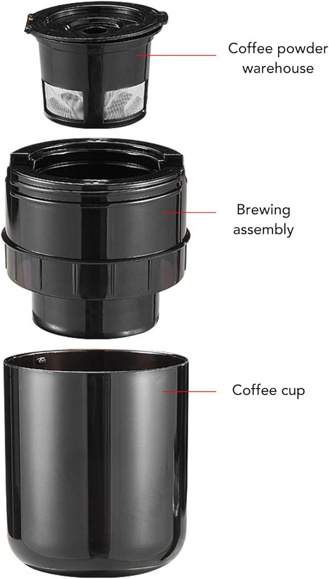 Fockety Portable Electric Espresso Machine 160ml Travel Coffee Maker for with Capsules and Ground Coffee USB Car Coffee Maker Self Heating Coffee Machine for RV Hiking Office