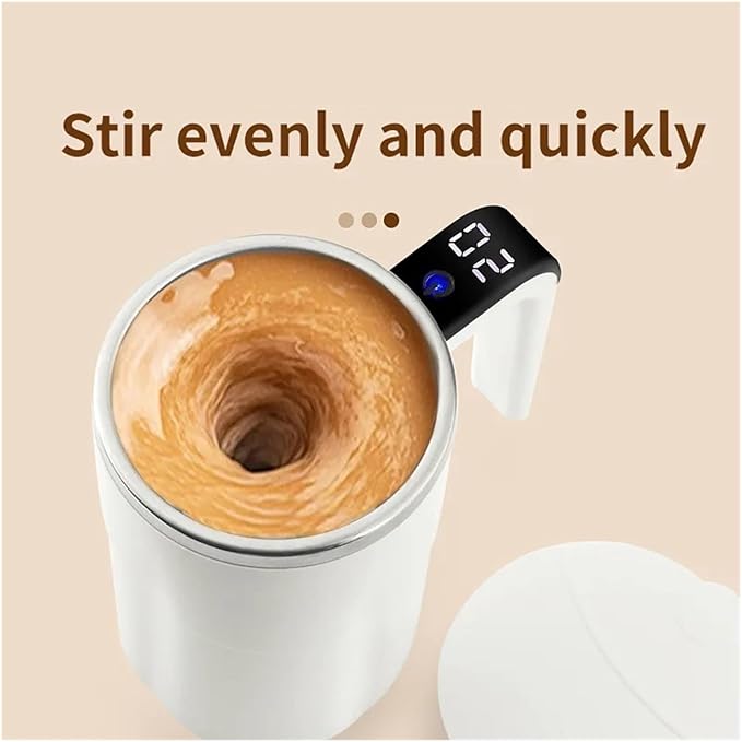 Self Stirring Coffee Mug Magnetic Self Stirring Mug With Digital Temperature Display Electric Mixing Cup For Coffee Milk Tea And Travel UseElectric Stirring Cup(White)