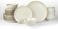 Famiware Dinnerware Sets for 8 Ocean Round 24-Piece Kitchen Plates and Bowls Sets Microwave and Dishwasher Safe Scratch Resistant Vanilla White