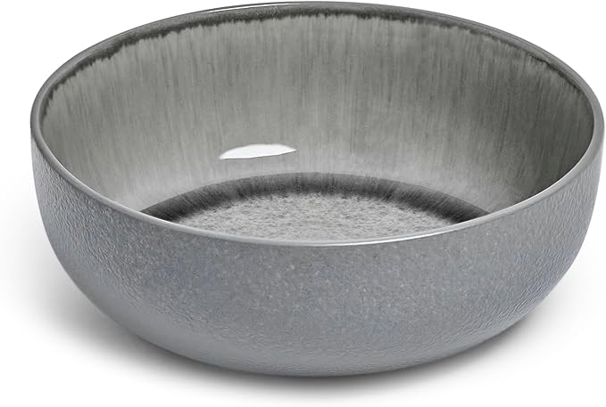 Sango Asher 12-Piece Stoneware Dinnerware Set for 4 Gray Ceramic Plates and Bowls Sets Modern Dish Set with Reactive Glaze Durable Kitchen Dishes for Casual Dining Microwave &amp Dishwasher Safe