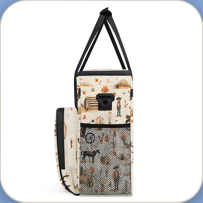 Polynesian Pattern Coffee Maker Carrying Bag Retro Graffiti Travel Storage Bag Compatible with K-Mini or K-Mini Plus Single Serve Coffee Brewer Carrying Case with Multiple Pockets &amp Shoulder Str