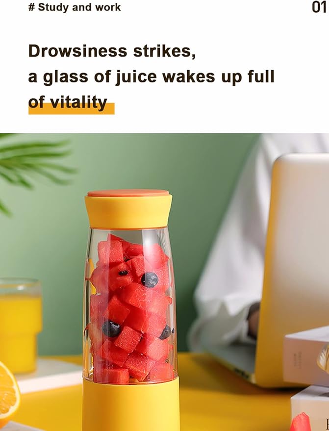 Portable Blender Personal Blender for Shakes Personal Size Blenders with USB Rechargeable Mini Fruit Juice Mixer Mini Juicer Smoothie Blender Bottles Travel 300ML
