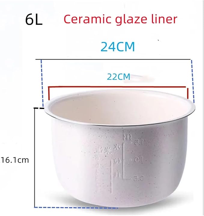 2.5L 4L 5L 6L Stainless Steel Liner Ceramic Glaze Liner Rice Cooker Electric Pressure Cooker Inner Bowl(6L A)