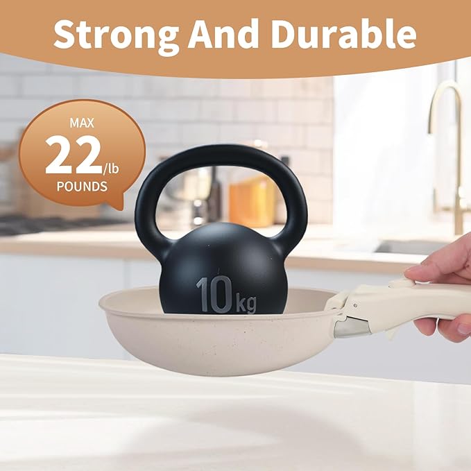 Removable Handle Ivory White Detachable Handle for Pots and Pans Universal Cookware Handles Compatible with Thin Edge Cookware 2 Pack