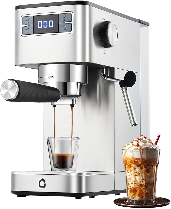 20 Bar Espresso Machine with Steam Wand Removable Water Tank Automatic Cappuccino &amp Latte Maker – Compact Coffee Maker for Home and Office