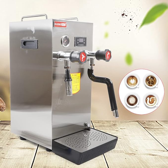 2500W Professional Espresso Coffee Machine 2.1Gal Steam Water Boiling Machine LED Display 360° Water Valve Coffee Machine for Tea Restaurant Equipment