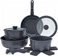Pots and Pans Set Healthy Safe Ceramic Nonstick Kitchen Cookware with Soft Touch Removable Handle CookwareCream DiamondOne-Black-One