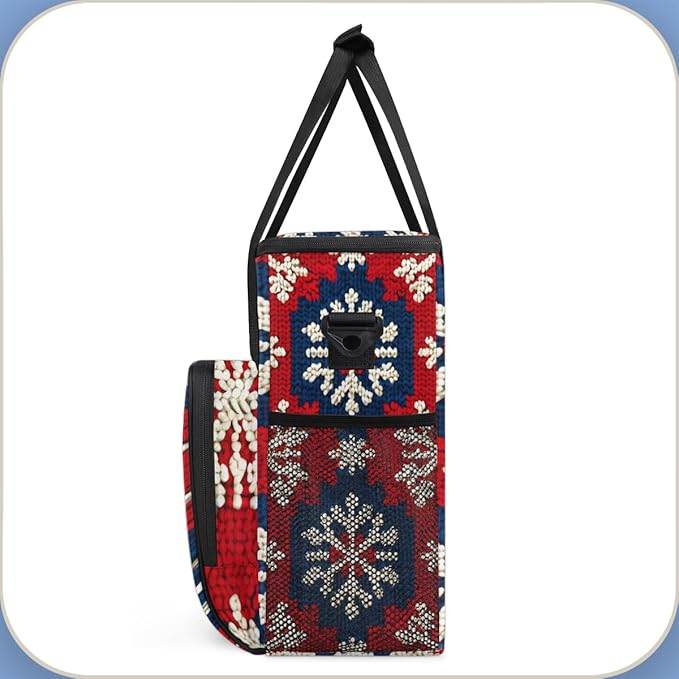 Xmas Snowflakes Christmas Coffee Maker Carrying Bag Travel Storage Bag Compatible with K-Mini or K-Mini Plus Single Serve Coffee Brewer Carrying Case with Multiple Pockets &amp Shoulder Strap