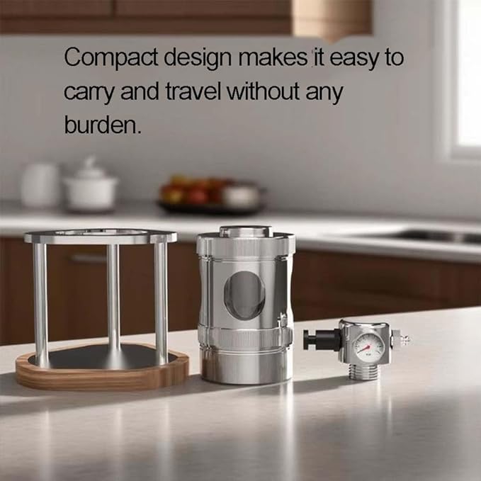 Coffee Maker Mini Pneumatic Coffee Machine 1-16 Bar with Pressure Gauge &amp Bottomless Portafilter Stainless Steel Manual Air Powered Espresso Maker for Travel Camping Office