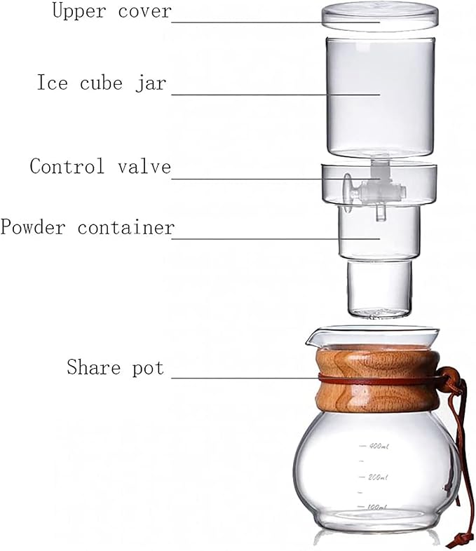 Iced Coffee MakerHandmade Cold Brew Coffee Make with Adjustable DripperCreative Cold Brew Coffee MakerIce Cold Brew Dripper Detachable Glass Cold Brew Maker for Home Office