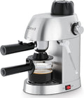 Queyd 3.5 Bar 4 Cup Espresso Cappuccino Machine Stainless Steel Espresso Machine Compact Expresso Machines for Home Latte and Cappuccino Machine with Milk Frother Dual Safety Switches 800W