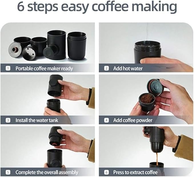 Portable Espresso Coffee Maker - 140ml Hand Press Manual Coffee Machine for Travel &amp Outdoor Use - Ideal Gift for Coffee Lovers