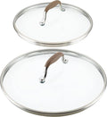 Anolon Advanced Home Glass Lids Stainless Steel and Silicone Handles 2 Piece 10 Inch and 12 Inch Lid Set Bronze