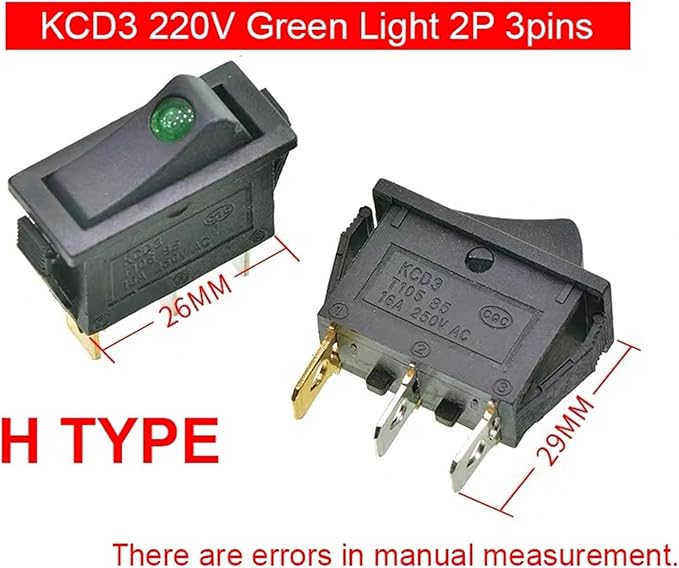 10 Pieces/lot Rocker Switch Rice Cooker Electric Frying pan Small Boat Type Power Button KCD3 Light 2/3 pin(H (10PCS))