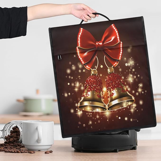 cfpolar Kitchen Aid Mixer Cover Compatible with 6-8 Quarts Christmas Red Bells Xmas Stand Mixer Cover Kitchen Aid Mixers Accessories Appliance Organizer Bag Dust Covers with Zipper Pocket