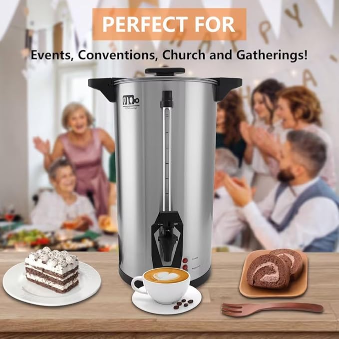 75 Cup 12L/3.17Gallon Commercial Coffee Urn Festa Essential 950W Large Percolate Coffee Maker Hot Beverage dispenser With Double Dripless Faucet Quick-Brewing Hot Water Urn for CateringHomeEvents